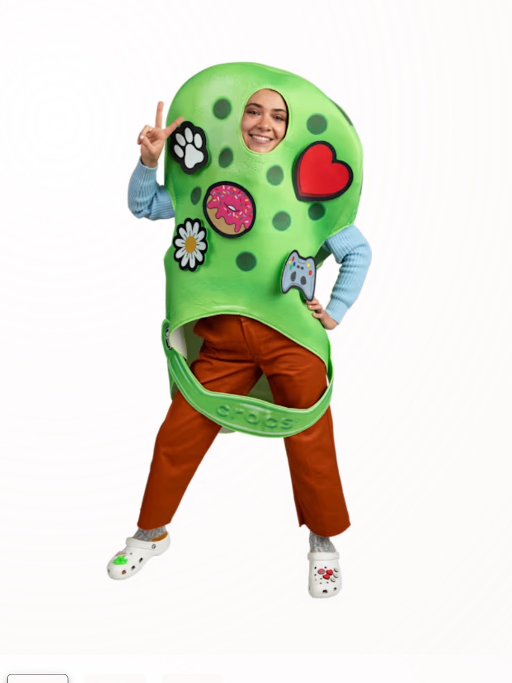 Slime Green Crocs Halloween Costume with Decorative Charms